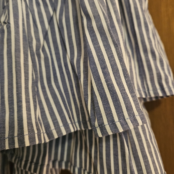 Blue and white stripe off shoulder romper, flowy sleeves - Picture 6 of 7